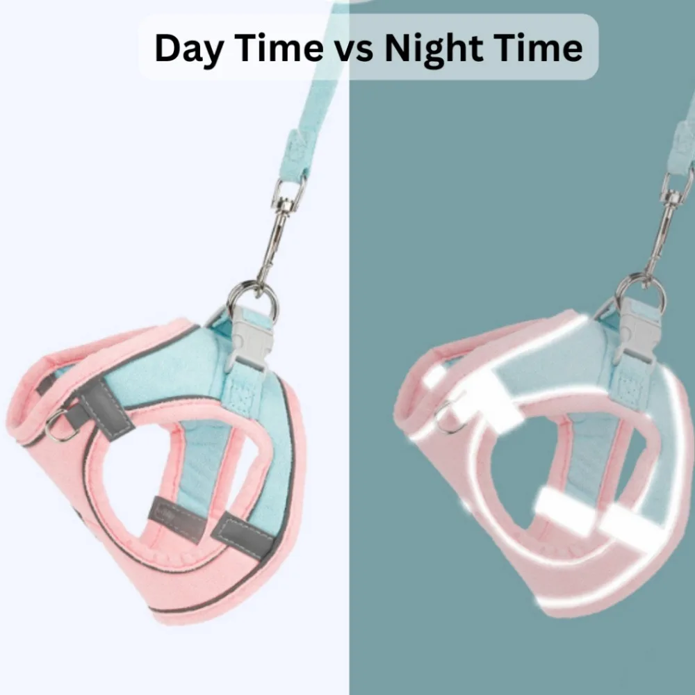 Suede Color Block Cat Harness Leash Set Escape Proof Dog Vest Harness Adjustable Walking Rope Lead for Cats Small Dogs view 6