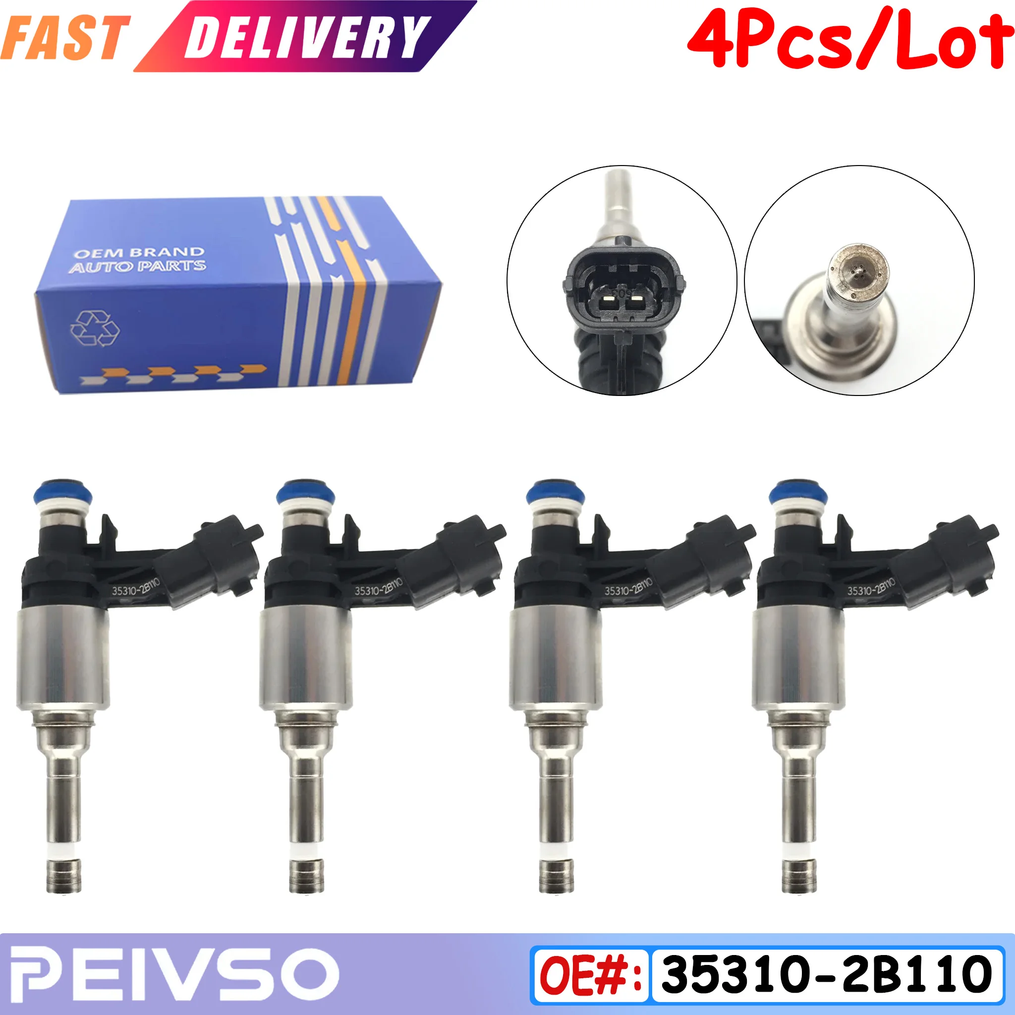 Fuel Injectors 4Pcs For Hyundai Accent Veloster Tucson Kia Rio Soul Forte5 Forte Koup Optima 1.6L 35310-2B130 35310-2B110