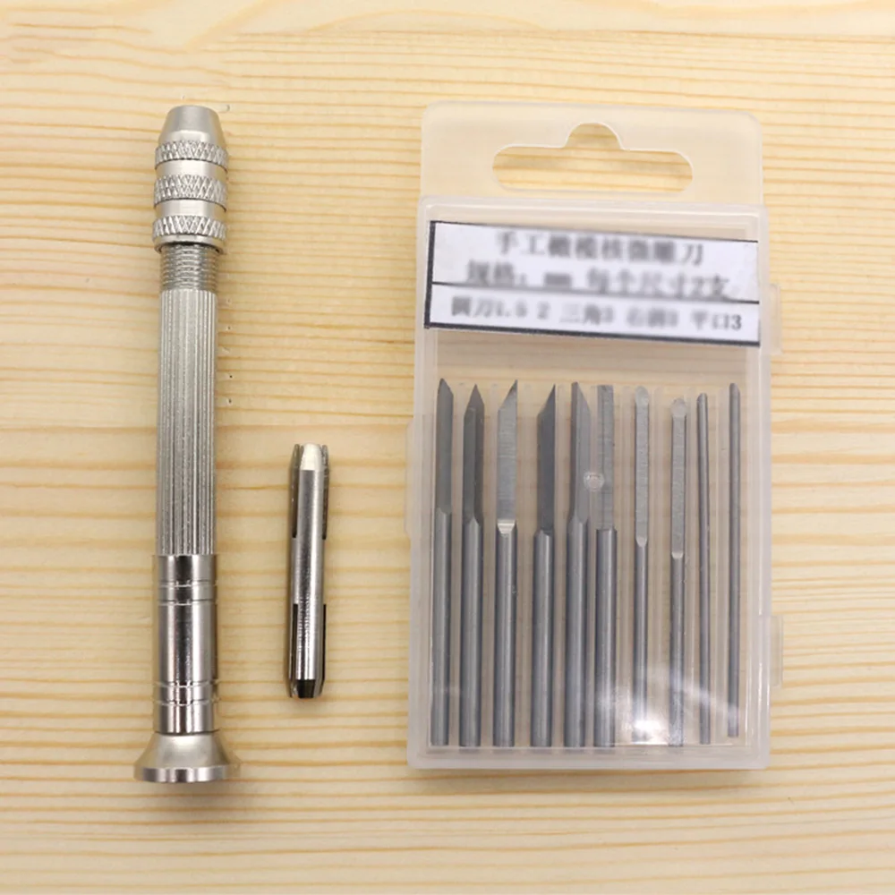 Olive Core Carving Drill with 3mm Triangular 2pcs 3mm Flat 2pcs 2mm Round 2pcs 1.5mm Round 2pcs 3mm Oblique 2pcs