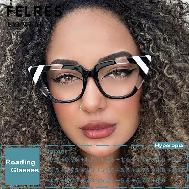 

Fashion Women Colorful Cat Eye Reading Glasses Anti Blue Light Magnifying Computer Eyeglasses Prescription Presbyopia Glasses