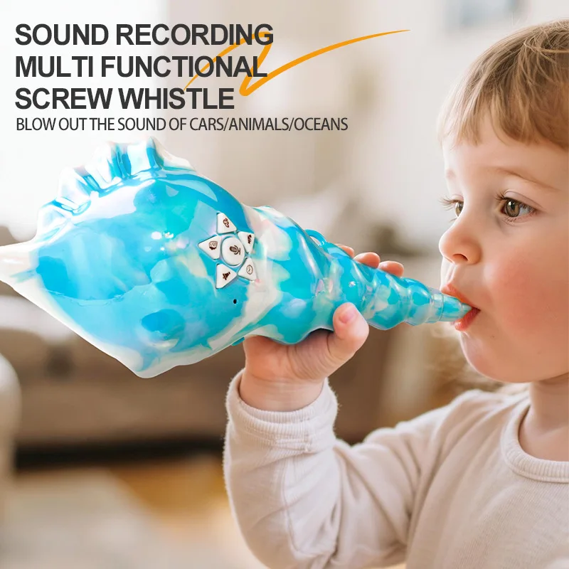 New Conch Shape Blow Horn Assembly Toy Simulate Sound Effects Whistle Blow Trumpet Exercise Lung Capacity Onomatopoeic Kids Toy