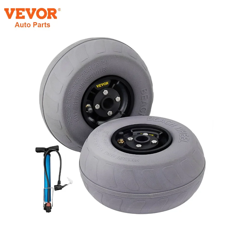 

VEVOR Beach Balloon Wheels 13" Replacement Sand Tires TPU Cart Tires for Kayak Dolly Canoe and Buggy w/ Free Air Pump 2-Pack