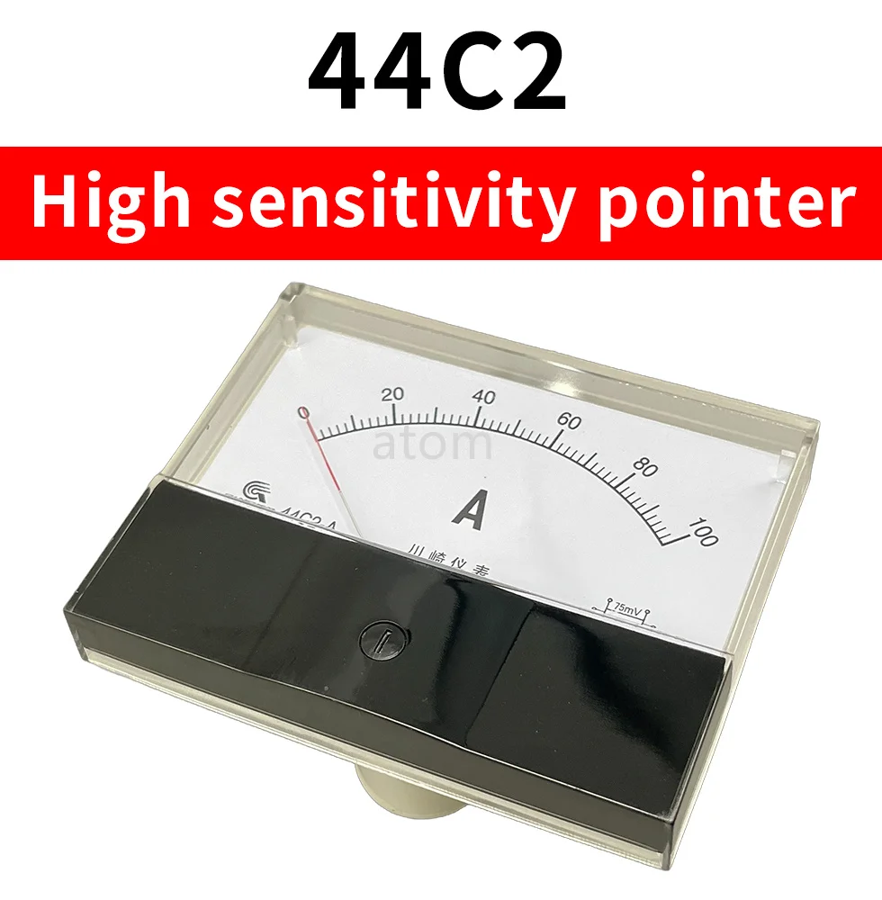 44C2 DC ammeter analog panel pointer ammeter DC 1A 3A 5A 10A 15A 20A 30A 50A 75A 100A 150A 300A 450A 500A Amperemeter