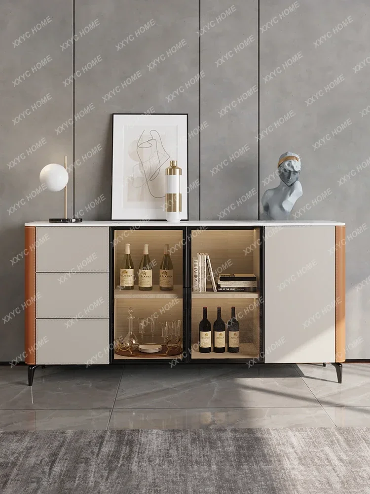 

Современный тихий стиль из массива дерева, простой входной шкаф, светильник, роскошный боковой шкаф для ресторана, каменная плита, винный шкаф