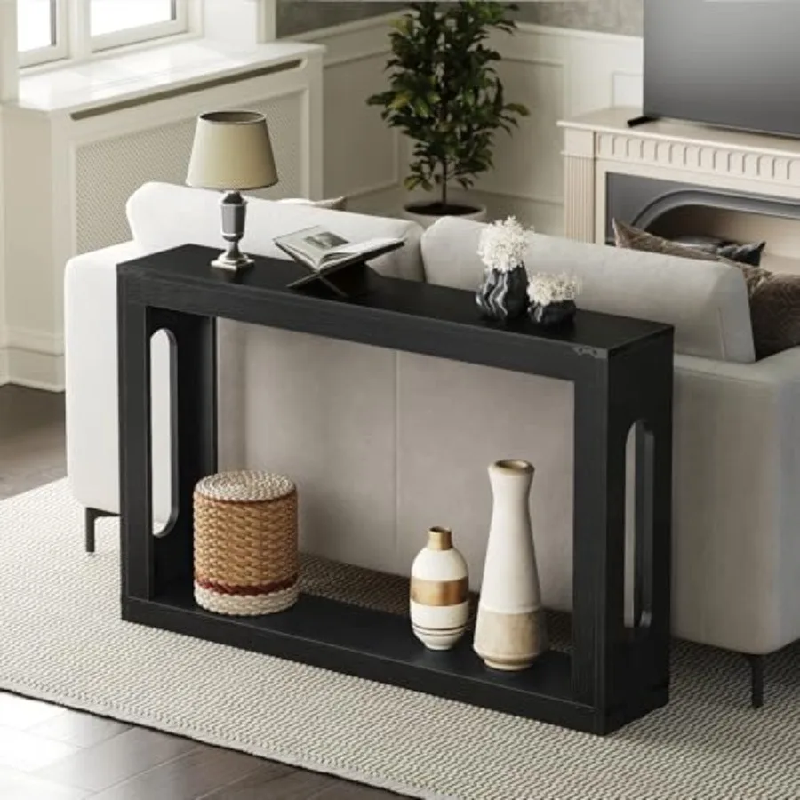 Farmhouse Console Table 47.2 Inches Wooden Sofa Table Behind Couch Table with Storage Industrial Hallway Accent Table for Livin