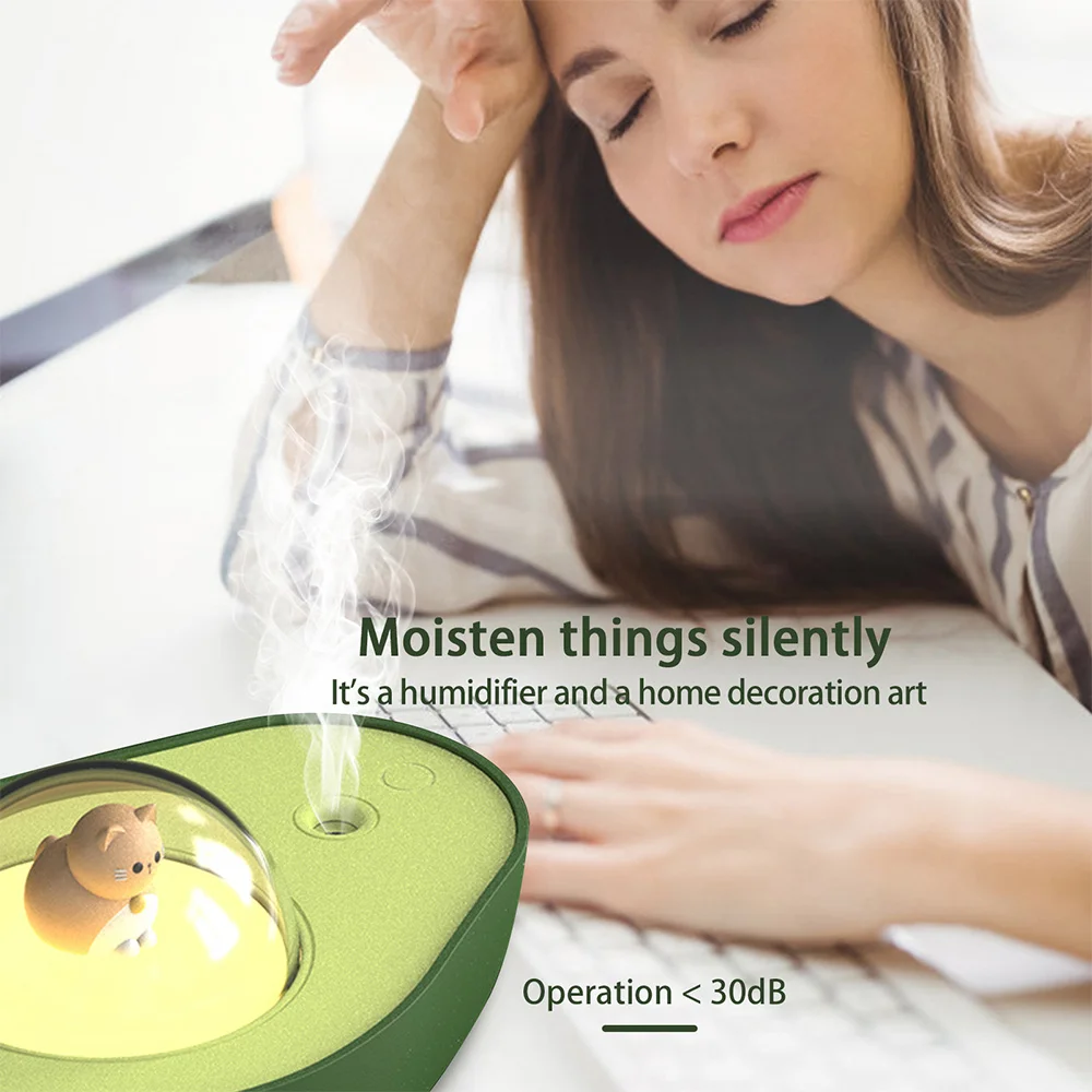 1 шт., 240 мл, портативный USB беспроводной увлажнитель для ароматерапии с авокадо-очиститель воздуха для спальни с шеппером, тихая работа, ночь