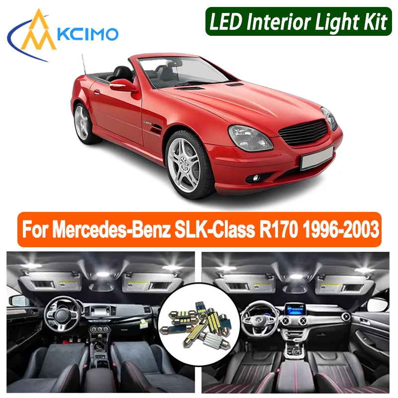 Ультра-яркий высокопроизводительный светодиодный комплект для интерьера для Mercedes-Benz SLK-Class R170 1996-2003, обновление освещения купола/карты/крышки багажника