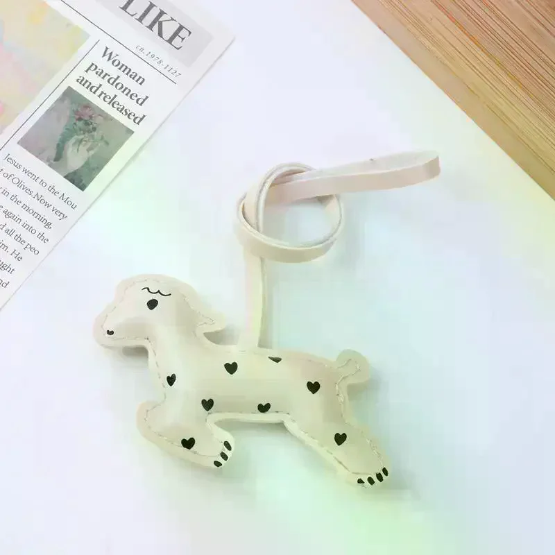 /HTF/PU Leather Sheep Bag Charms Adorable Heart Print Soft Stuffed Purse Keychain Accessory For Women Girls