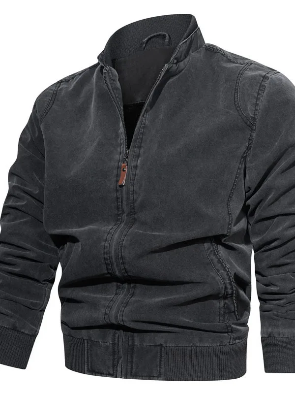 

Мужская винтажная осенняя куртка Waed: повседневная, свободного кроя, с воротником-стойкой, из хлопка, в городском стиле, с длинными рукавами, на молнии, цветная