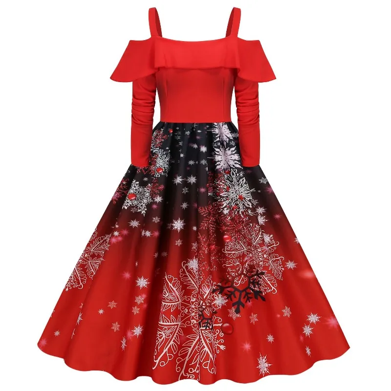 2025年新作 ヴィンテージ エレガント スパゲッティストラップ ハロウィン パーティー ドレス レディース 長袖 フリル イブニング プロム コスチューム 秋冬