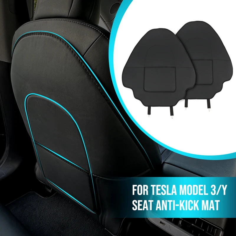 

For Tesla Model 3 Y Seat Back Protective Mat Leather Anti Kick Pad Protector Child Anti-Dirty Wear-Resistant Kick Seatback Mats