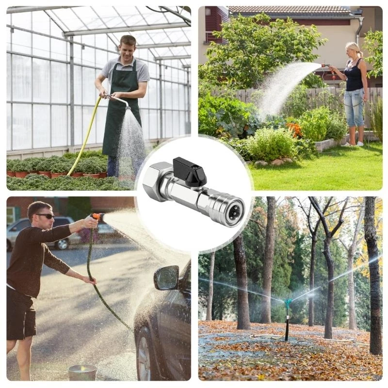 0XLD High Pressure Adapter for Garden Hose with Integrated Flows Control Valves Stainless Steel Converts Quickly Connects