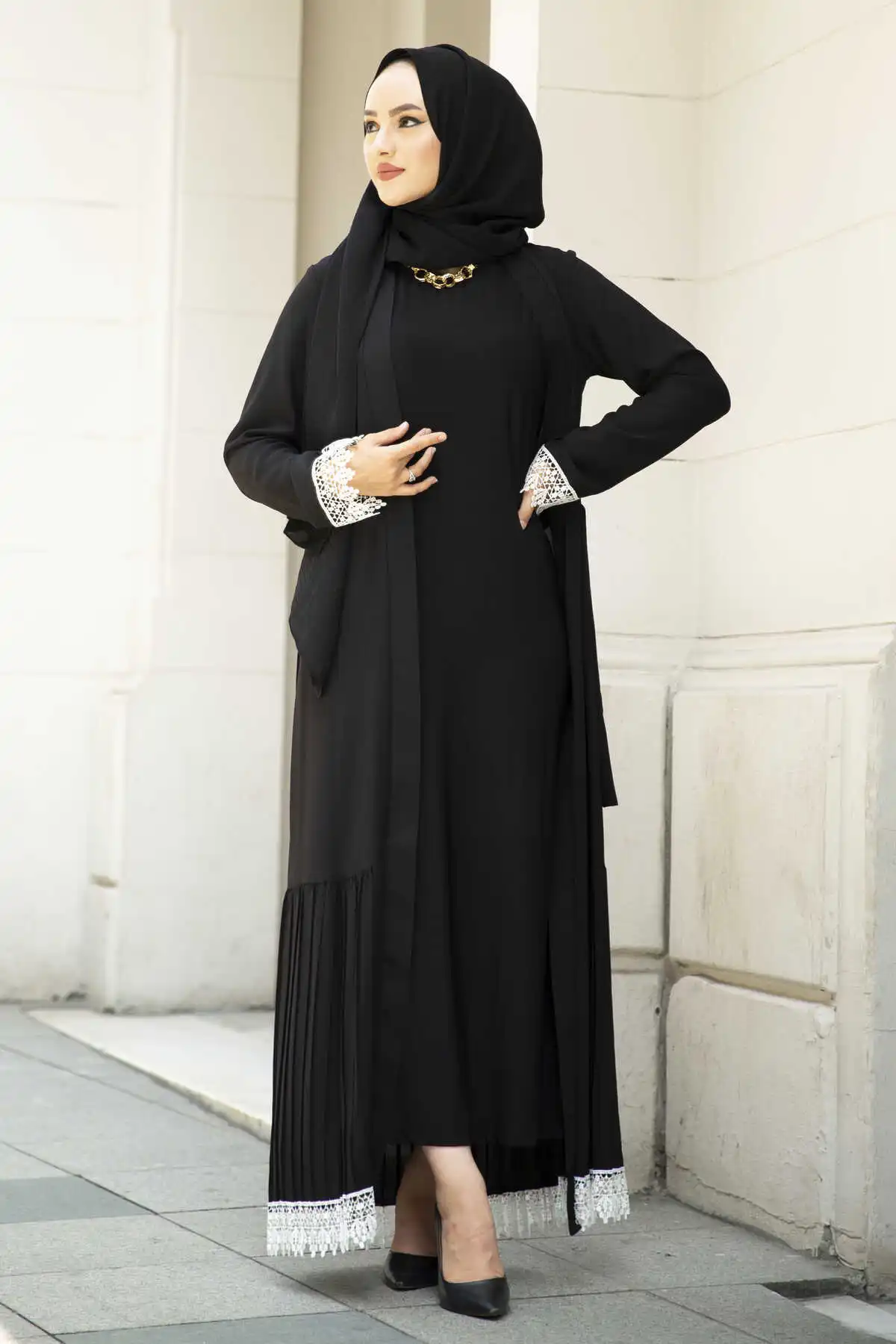 Rok; Pleats Abaya Zwart