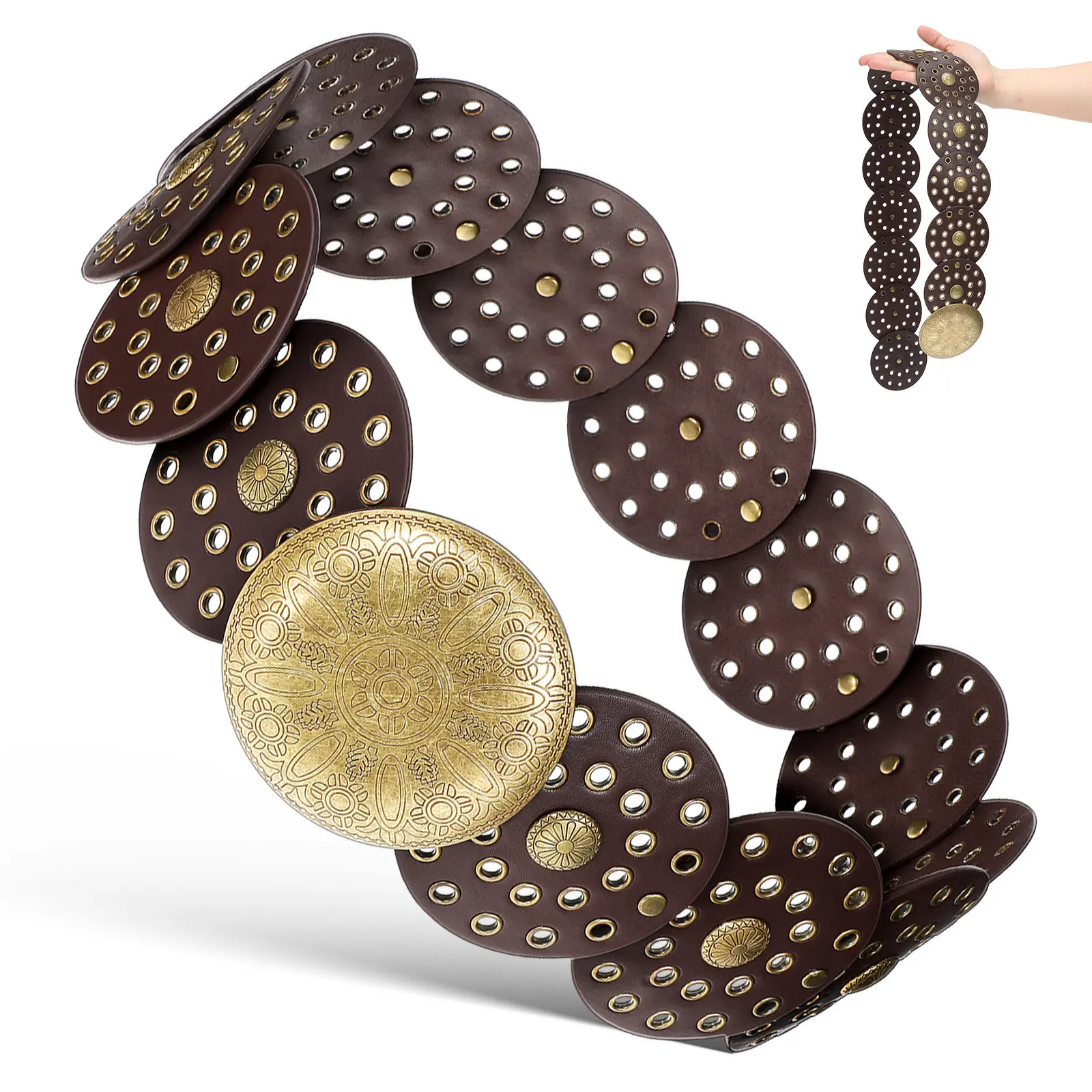 Exaggerated Disc Waist Belt for Women Vintage Style Dress Waist Belt Beach Party Cosplay Accessories Fashionable Belts
