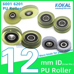 [PUd12] 2/4/10PCS High quality 6201RS 6001RS 6901zz ball bearing coated with TPU PU rubber soft pulley machine wheel 45/40/38mm