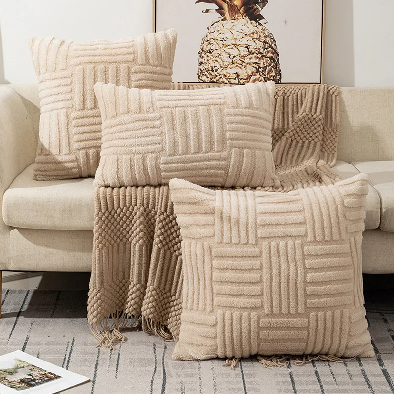 Throw Pillow Covers for Sofa Cushion Cover Pillowcase Knitting Fur Pillowcase Office Sofa Waist Pillow Case 30X50 45X45 50X50cm