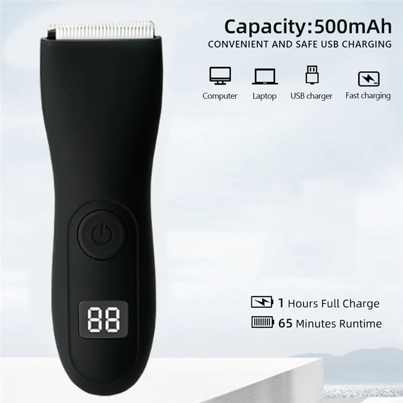 Electric Groin Hair Trimmer Body Groomer Shaver for Men Waterproof Wet/Dry Clippers Male Face Beard