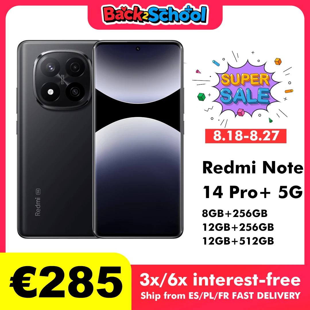Smartphone Xiaomi Redmi Note 14 Pro Plus 5G NFC Snapdragon  cran 7s Gen 3 AMOLED 1,5K de pouces Camra 120Hz Batterie 200 MP