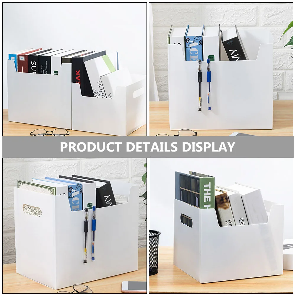 2pcs Storage Boxes Dual-Handle Book Organizers Household Plastic Containers Desktop Adornment File Holders Home