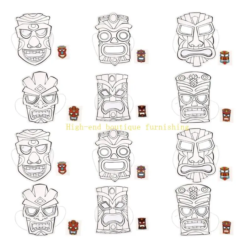 L9NB Paint Your Own Island Masks, 12 Pack for Student and Family Art