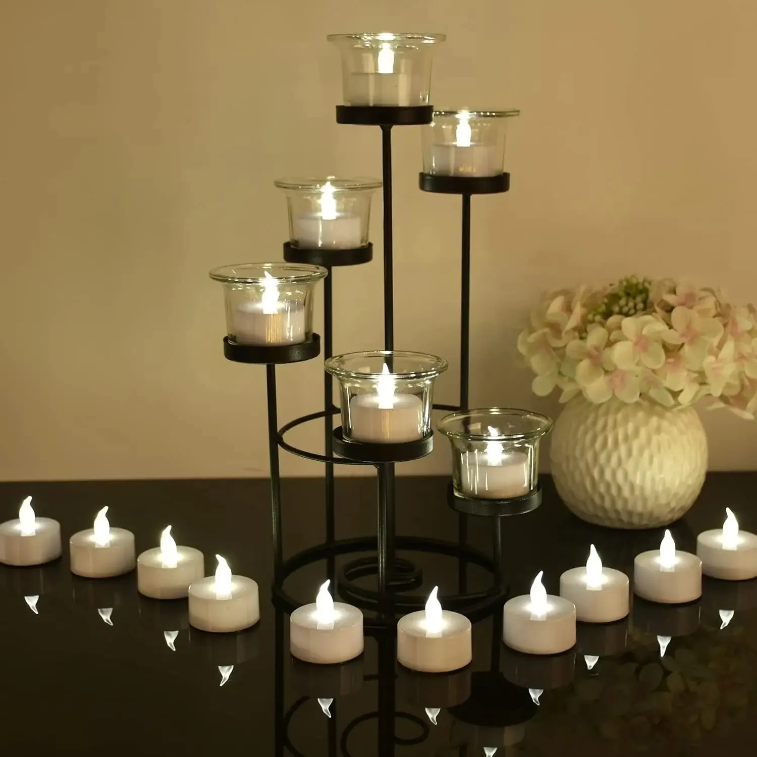 Candlium 12 Pack Warm White Flameless LED Tea Lights Candles Battery Operated 200 Hours For Votive Aniversary Wedding Decoration