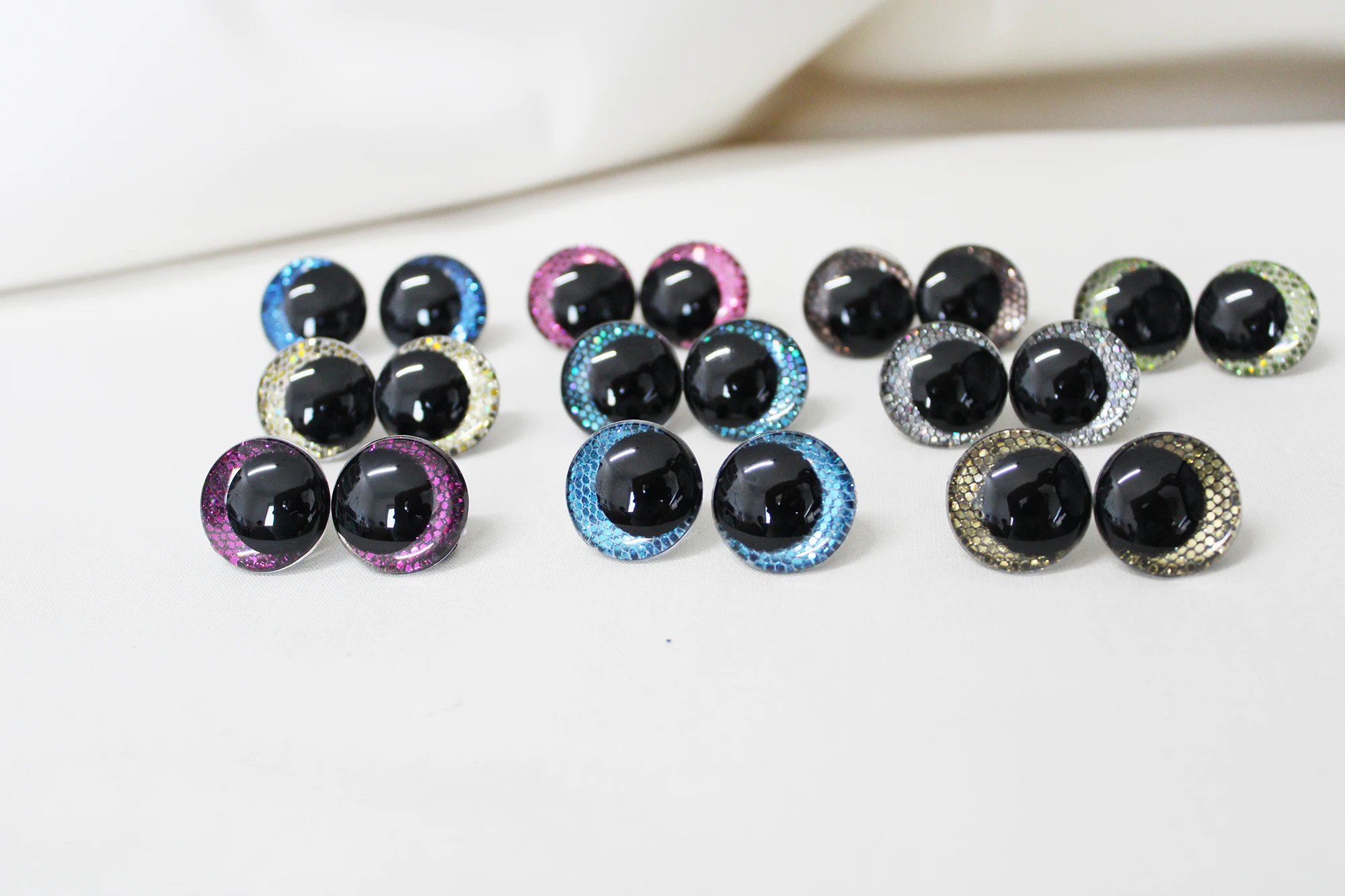 20pcs 14mm to 28mm new comical Round glitter plush toy animal  eyes with handpress  washer  for handcraft doll ---SP10