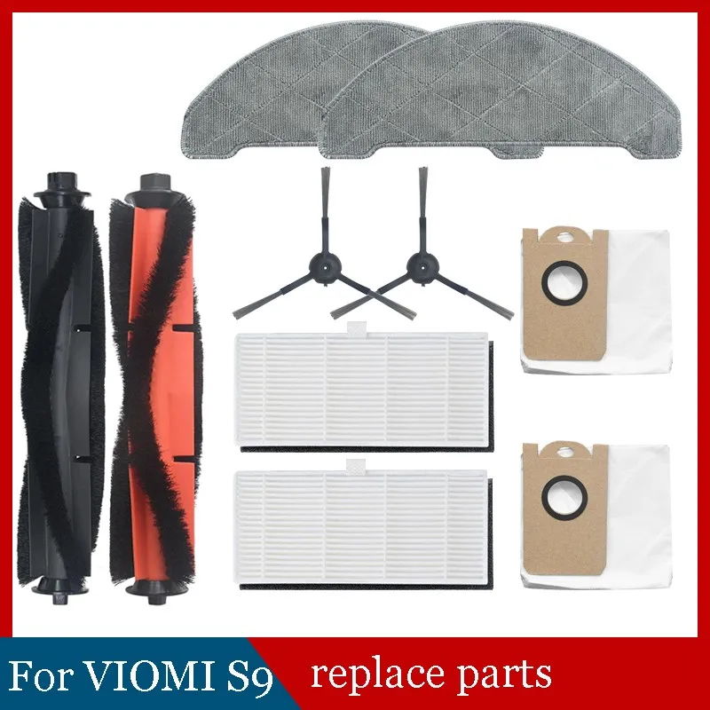 Запчасти для робота-пылесоса VioMi s9, основная и боковая щетки, фильтр НЕРА, мешок для сбора пыли, насадка на швабру