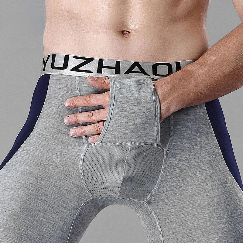 Man Thermal Long Johns Winter Heating Underwear Breathable Penis Pouch Scrotum Boxers Elastic Bulge Dick U-Convex Panties Sport