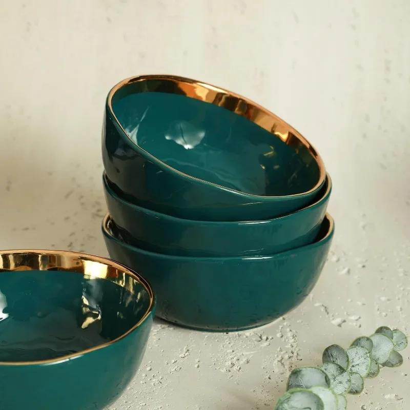 Imagem -06 - Green And Golden Rim Dinnerware Grupo Serviço para 16 Pcs