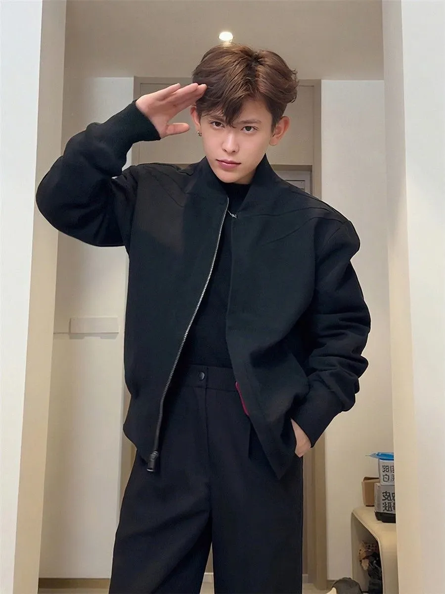 

Мужская куртка American Sle Deconstructed Red Inner oulder Autumn Waed ort Широкая верхняя одежда Hard Man Silhouette Baseball ...