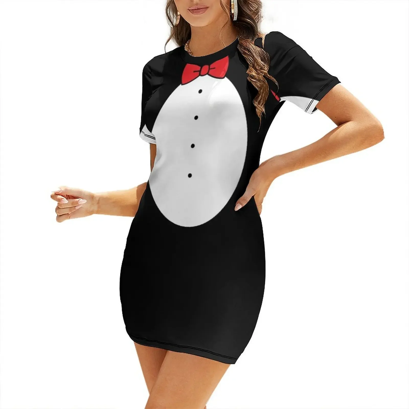 

Penguin Tuxedo - Funny Halloween Costume - Halloween Shirt Short-Sleeved Dress evening dress women dress dresses