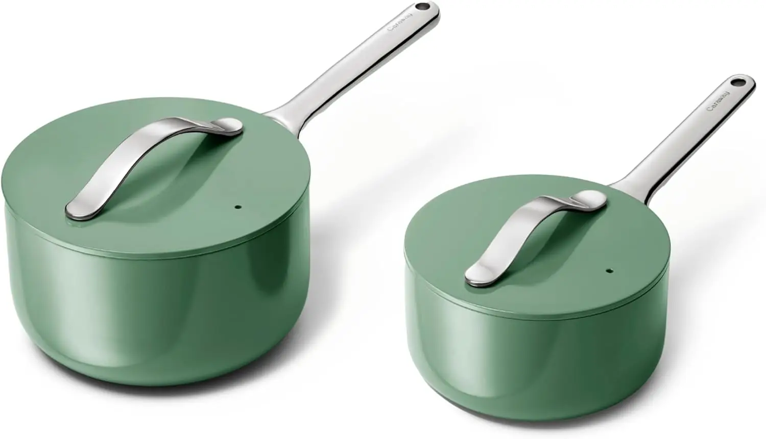 

Nonstick Ceramic Sauce Pans with Lids (3 qt & 1.75 qt) - Non Toxic, PTFE & PFOA Free - Oven Safe & Compatible with All Stovetops