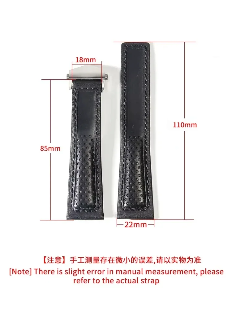 Delicate Selected Top Layer Calf Leather Watchband Black for Heuer Tag Series Flexible Wear-resistant Breathable Watch Strap22mm