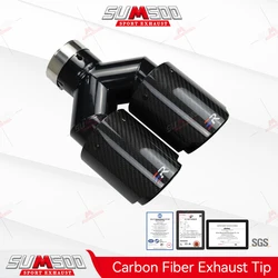 ER 1PCS Universal Carbon Fiber Upgrade Glossy Black Stainless Steel Auto Exhaust Tips car accsesories Exhaust Racing Dual tips