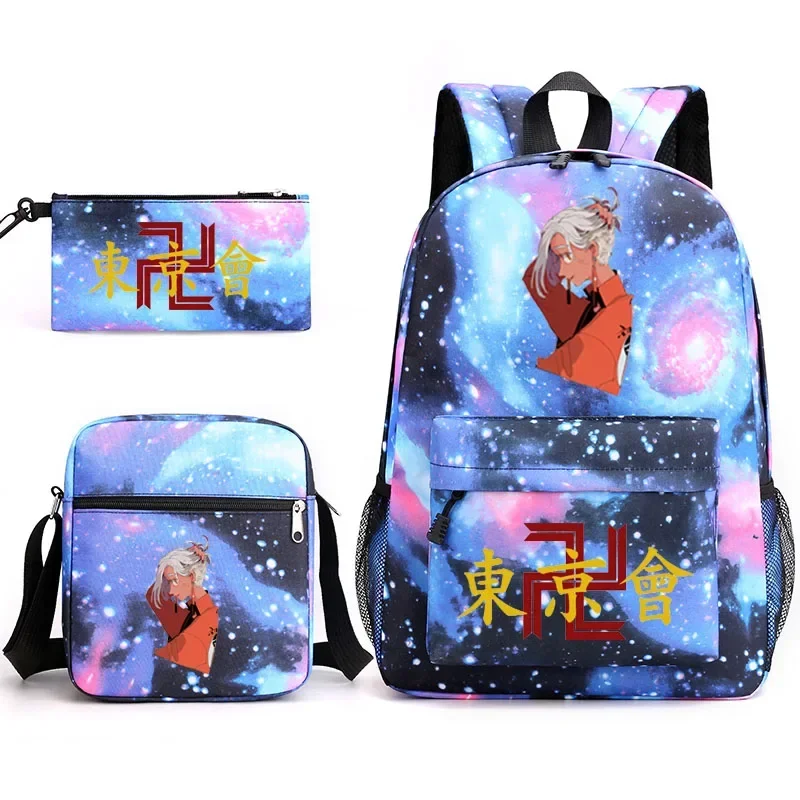 tokyo revengers printed anime backpack teen bag men's laptop bag canvas school bag boys and girls 3 pieces/set of casual backpac