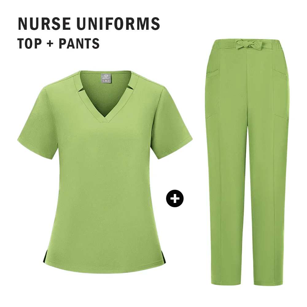 Top Quality Scrubs Medical Uniforms Woman Surgical Clothing Pajamas  Women Scrub Unim Two Piece Set New  2025 Summer