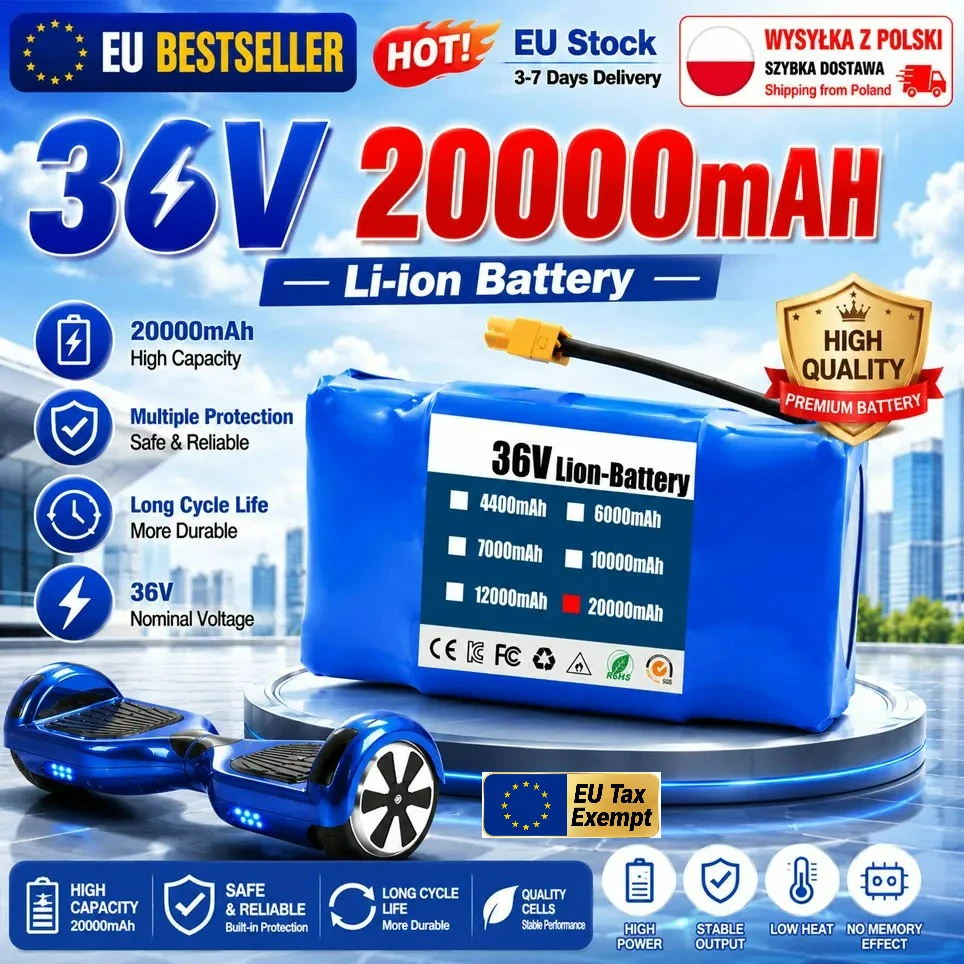 Batteries rechargeables au lithium-ion 36V 20000mAH 10s2p d'origine pour scooter électrique auto-équilibrant, hoverboard, monocycle
