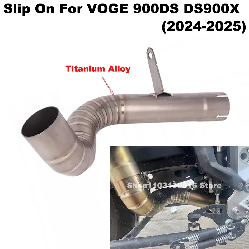 Slip On For VOGE 900DS 900 DS DS900X DS900 X 2024 2025 Motorcycle Exhaust Escape Middle Titanium Connecting Link Pipe Muffler