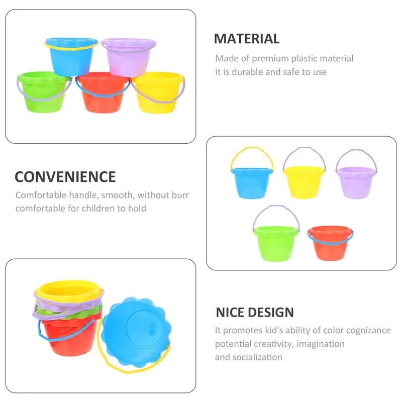 어린이 해변 실리콘 모래 수집 양동이, 모래 파기 도구, 해변 장난감, 여름 장난감, 5 개
