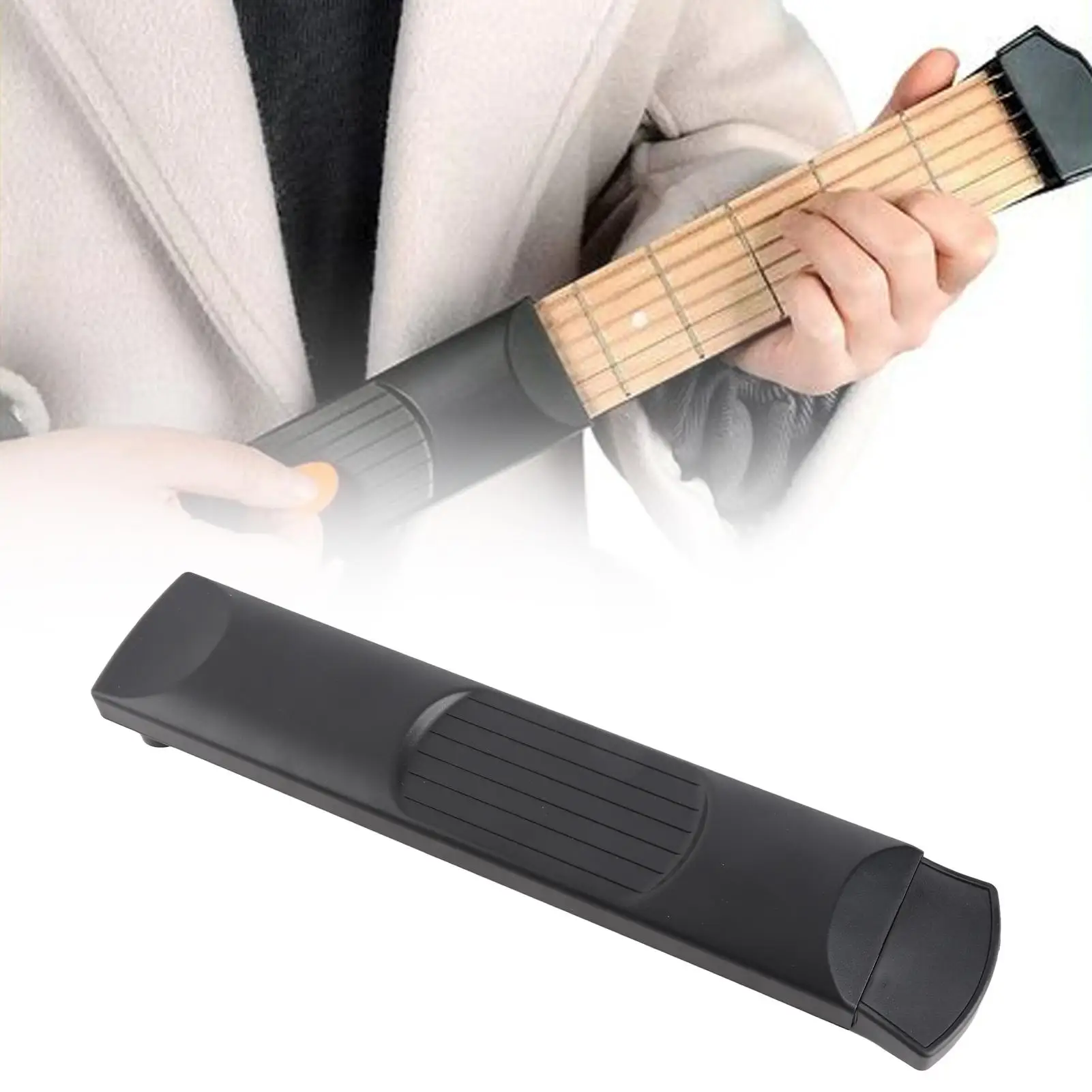 Chord Trainer Mini portatile per chitarra a 6 tasti, pratica per chitarra tascabile, manico in plastica, strumento per l'allenamento delle mani degli accordi in legno per principianti