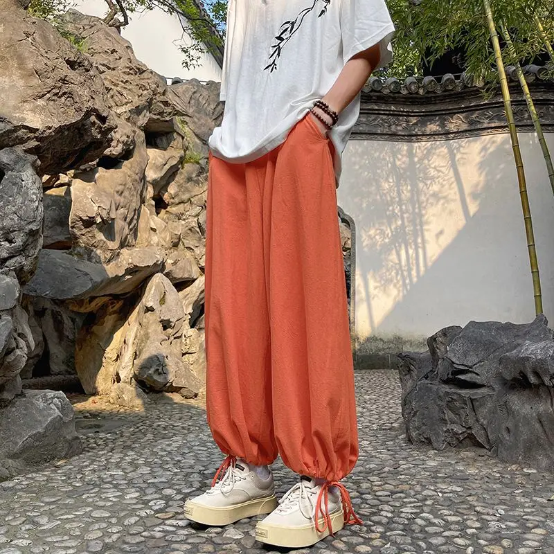 Dünne Sommer Lose Männliche Geerntete Hosen Günstige Trend Verkauf Original Kleidung Designer Xxxl Einfarbig männer Casual Breite bein Hosen