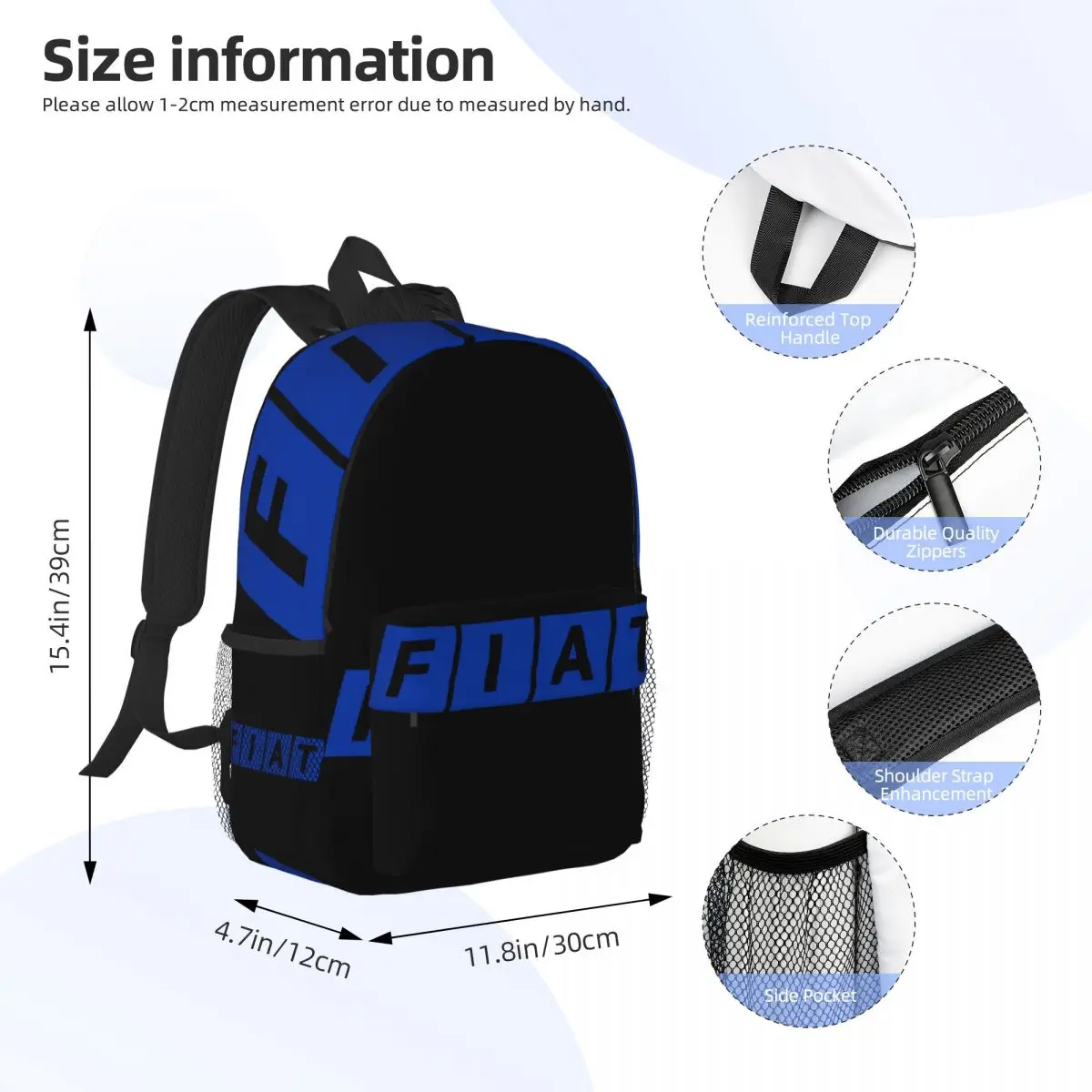 Fiat logotipo mochila, escola secundária estudante Bookbag, alta