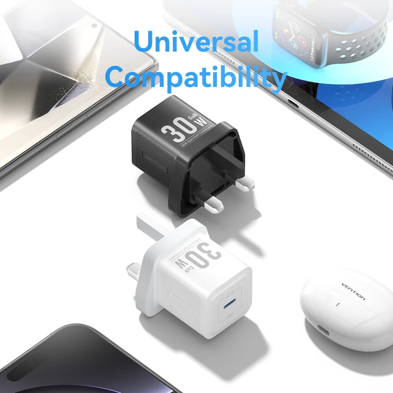 Зарядное устройство Vention 30 Вт GaN PD Fast USB Type C Зарядное устройство PD3.0 и PPS Быстрая зарядка для iPhone 16 15 14 Зарядка мобильного телефона Huawei