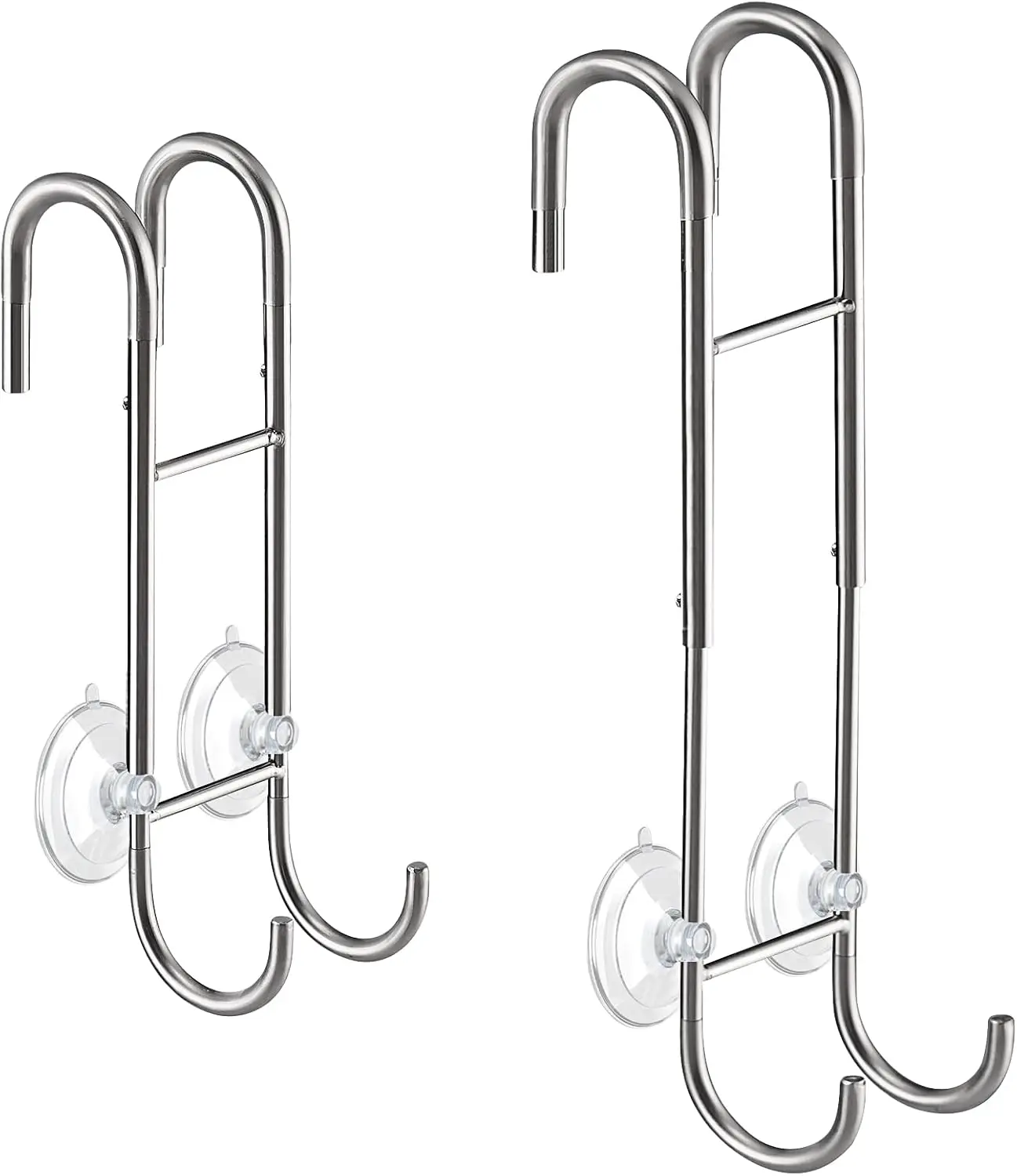 

Adjustable Shower Door Towel Hooks (2-Pack), Silver, Fits Framed & Frameless Glass Doors for Bathroom Organization