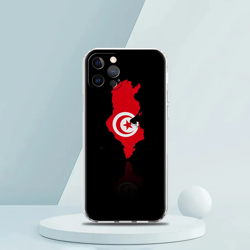 Tunisia Flag Soft Transparent Phone Case Cover for iPhone 16 15 14 13 12 11 Pro Max XR 8 7 Plus XS Max Shockproof Shell Fundas