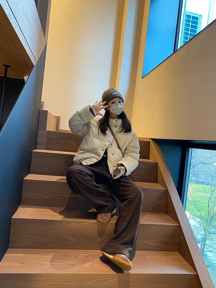 

MOR 90 White Du down ort Puffer Jaet Thiened Stand Collar for ort Women Korean Sle Commute Windbreaker