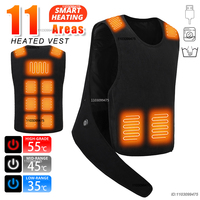 Men Winter Heated Vest 11 Areas USB Charging Washed Heating Vest Outdoor Thermal Underwear Skiing Rechargeable Heated Vest