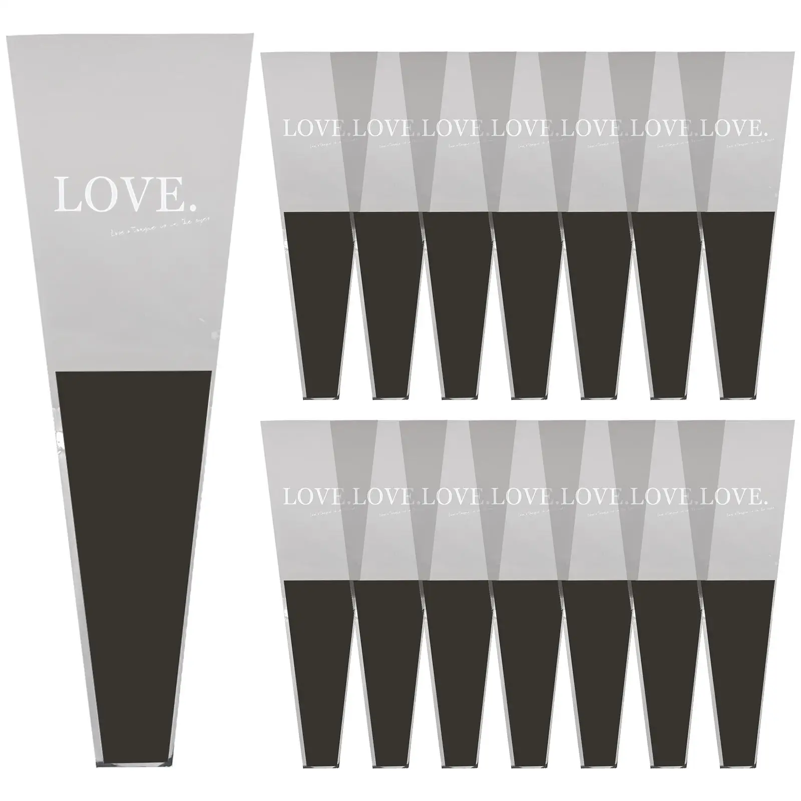 

50pcs Rose Black LOVE Sleeves Flower Sleeve for Bouquets Rose Wrap Bag Single Wholesale Gift Packaging