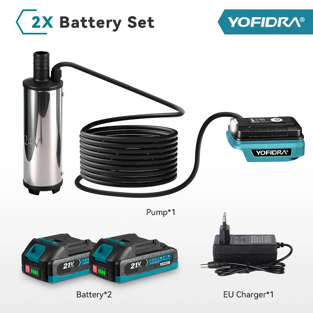 YOFIDRA 50–80 l/min leistungsstarke elektrische Wasserpumpe, Ölpumpe, Betankungspistole, Tauch-Autopumpe für Makita, 21 V Batterie-Stift
