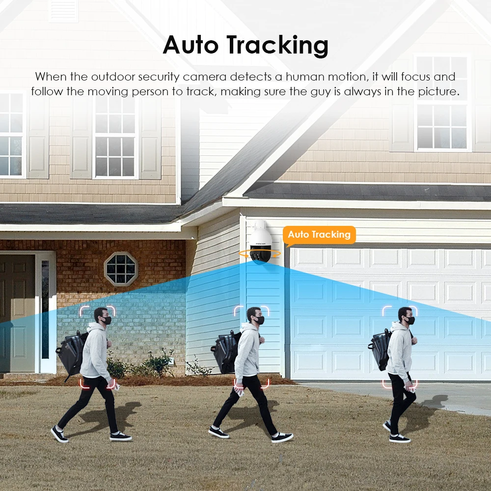 FOSCAM-Câmera ao ar livre com rastreamento automático, câmera WiFi para segurança doméstica, 4MP, zoom óptico 18X, detecção de pessoa e carro, 2,4 GHz, 5GHz, SD4H